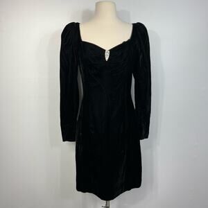 Vintage Gunne Sax Jessica McClintock Dark Romantic Whimsigoth Black Velvet Dress